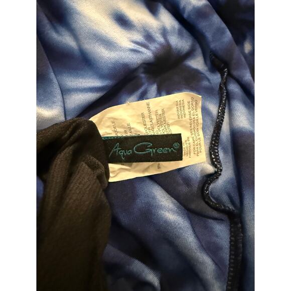 Aqua Green Plus 18W Blue Tie-Dye Tankini Swim Top Tiered Lined Adjustable - Picture 4 of 6